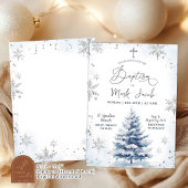 Invitation Snowy Winter Blue Boy Noël Baptême Jour