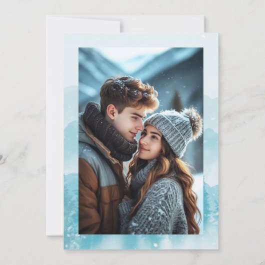 Invitation Snowy Winter Forest Elégant Mariage photo (Dos)