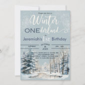 Invitation Snowy Winter ONEderland 1er anniversaire garçon (Devant)
