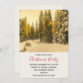 Invitation Snowy Winter Path with Pine Trees Noël Party (Devant / Derrière)