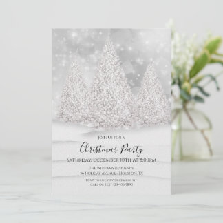 Invitation Snowy Wintry de l'Arbre d'argent Noël