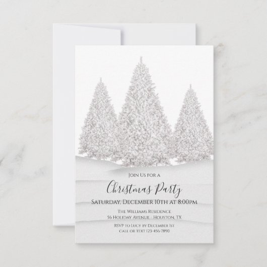 Invitation Snowy Wintry de l'Arbre d'argent Noël (Devant)