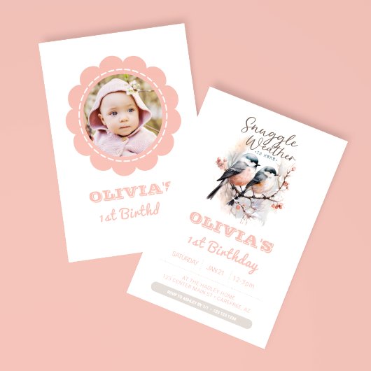 Invitation Snuggle Météo hiver Anniversaire de enfant Photo