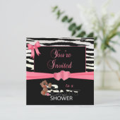 Invitation So Pretty Pink et Zebra Stripes pour un Baby showe (Debout devant)