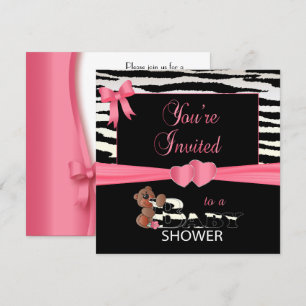 Invitation So Pretty Pink et Zebra Stripes pour un Baby showe