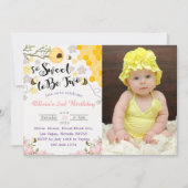 Invitation So Sweet To Be Two 2nd Birthday Photo (Devant)
