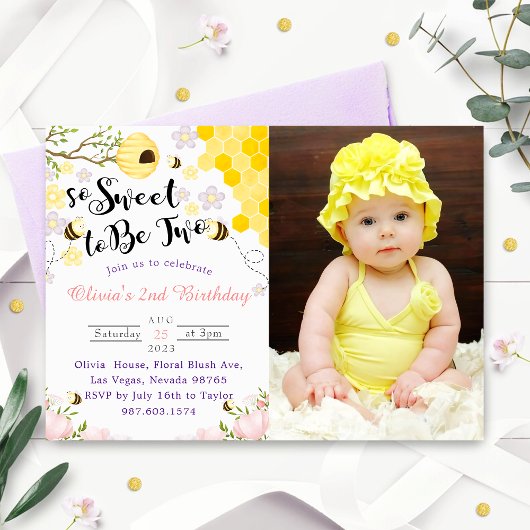 Invitation So Sweet To Be Two 2nd Birthday Photo