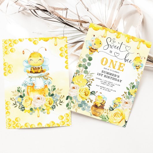 Invitation So Sweet to Bee One Honeycomb Bee Anniversaire