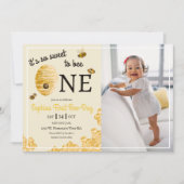 Invitation So Sweet To Bee One Honeycomb First Birthday Photo (Devant)