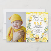 Invitation So Sweet to Bee One Honeycomb Photo Anniversaire (Devant)