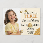 Invitation So Sweet to Bee Three, 3rd Birthday with Picture (Devant)