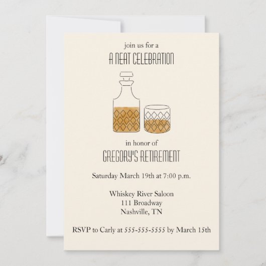 Invitation Soat fête Whiskey Retraite Party (Devant)