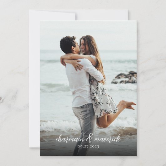 Invitation Sobre Chic Script Photo QR Code Mariage Invitatiat (Devant)