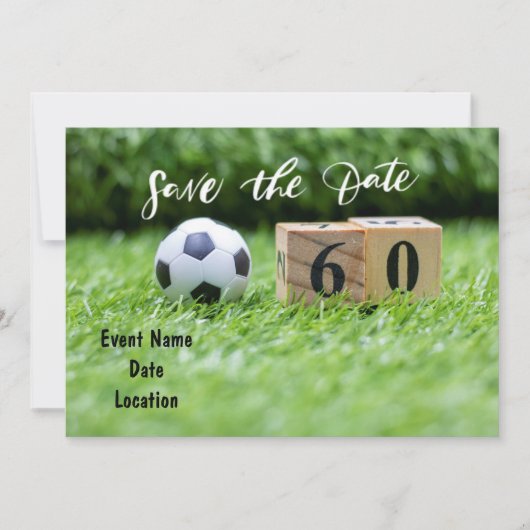 Invitation Soccer 60th Birthday card Enregistrer la date (Devant)