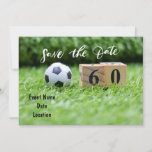 Invitation Soccer 60th Birthday card Enregistrer la date<br><div class="desc">enregistrer la date Soccer 60th Birthday carte avec balle sur carte verte avec balles sur herbe verte pour joueur et ventilateur de football Carte postale. Avec un design impressionnant et un sentiment simple,  cette carte est une façon mémorable de souhaiter un moment de bonheur à l'un de vos favoris.</div>