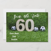 Invitation Soccer 60th Birthday card Enregistrer la date (Devant)