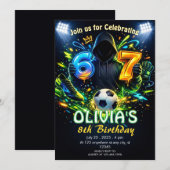 Invitation Soccer 6–7 Meme Birthday  Football Theme (Devant / Derrière)