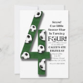 Invitation Soccer Ball Four 4 4e fête anniversaire (Devant)