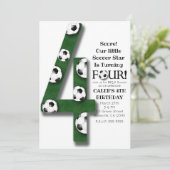 Invitation Soccer Ball Four 4 4e fête anniversaire (Debout devant)