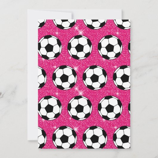 Invitation Soccer Ball Pink Frost Parties scintillant Sport J (Devant)