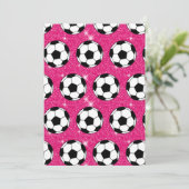 Invitation Soccer Ball Pink Frost Parties scintillant Sport J (Debout devant)