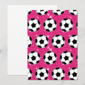 Invitation Soccer Ball Pink Frost Parties scintillant Sport J (Devant / Derrière)