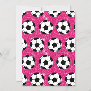 Invitation Soccer Ball Pink Frost Parties scintillant Sport J