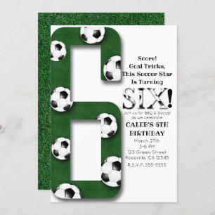 Invitation Soccer Ball Six 6 6e anniversaire