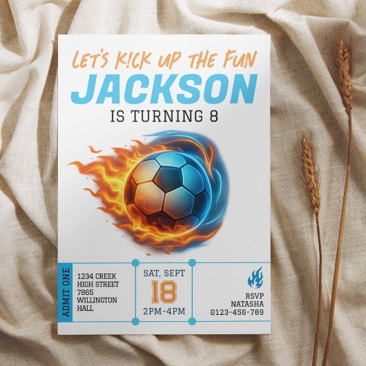 Invitation Soccer Ball Themed Sports Birthday