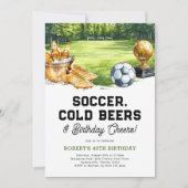 Invitation Soccer, Beers & Cheers Adult Birthday (Devant)