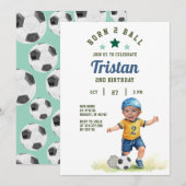 Invitation Soccer Born Two Ball 2e Anniversaire Photo Invitat (Devant / Derrière)