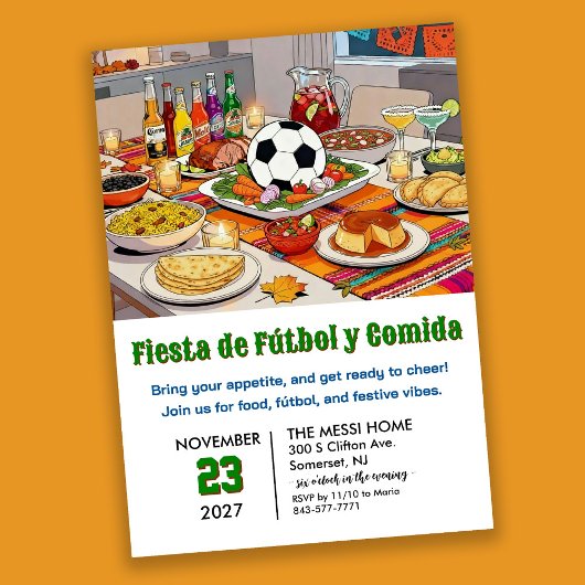 Invitation Soccer Fiesta de Fútbol y Comida