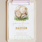 Invitation Soccer Luxury Girl Anniversaire Pink Gold
