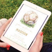 Invitation Soccer Luxury Girl Anniversaire Pink Gold