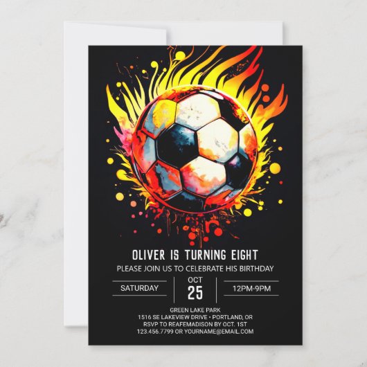 Invitation Soccer moderne Anniversaire de enfant imprimable (Devant)