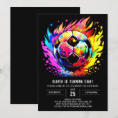 Invitation Soccer moderne Enfants éditable Anniversaire (Devant / Derrière)