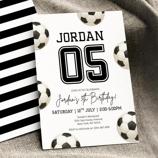 Invitation Soccer modifiable Anniversaire Boho Football Socce