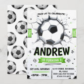 Invitation Soccer personnel fête d'anniversaire (Devant / Derrière)
