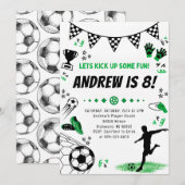 Invitation Soccer personnel fête d'anniversaire (Devant / Derrière)