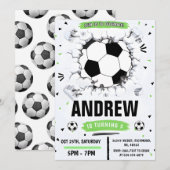 Invitation Soccer personnel fête d'anniversaire (Devant / Derrière)