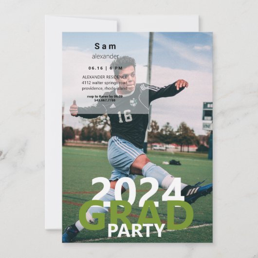 Invitation Soccer Photo Graduation Party 2024 (Devant)