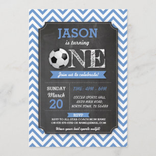 Invitation Soccer Sports Party Football 1er anniversaire Invi