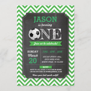 Invitation Soccer Sports Party Football 1er anniversaire Invi