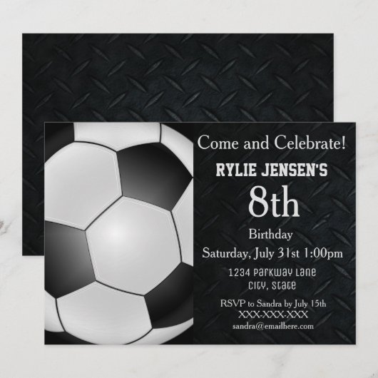 Invitation Soccer Thème Sports Anniversaires de enfants Invit (Devant / Derrière)