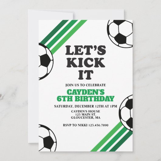 Invitation Soccer Ticker It Green Anniversaire (Devant)