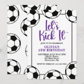 Invitation Soccer violet Anniversaire (Devant / Derrière)