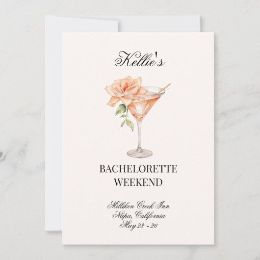 Invitation Social Club Blush Martini Cocktail avec QR Code Ba (Devant)