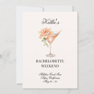 Invitation Social Club Blush Martini Cocktail avec QR Code Ba