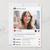 Invitation Social Media Post Photo 21e fête d'anniversaire (Devant)