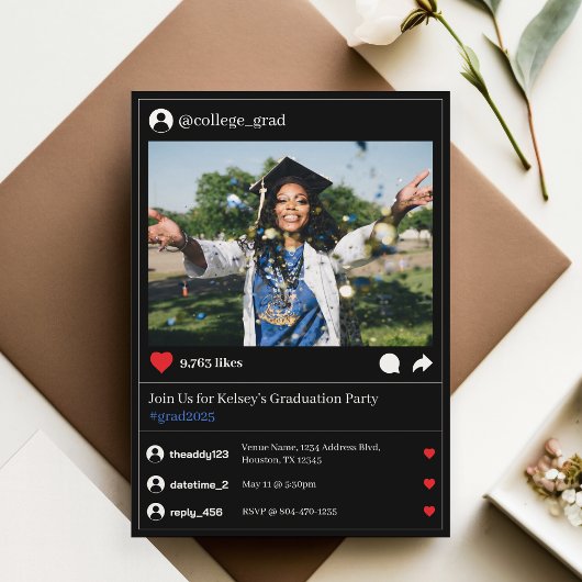 Invitation Social Media Post Photo Dark Mode Graduation Party